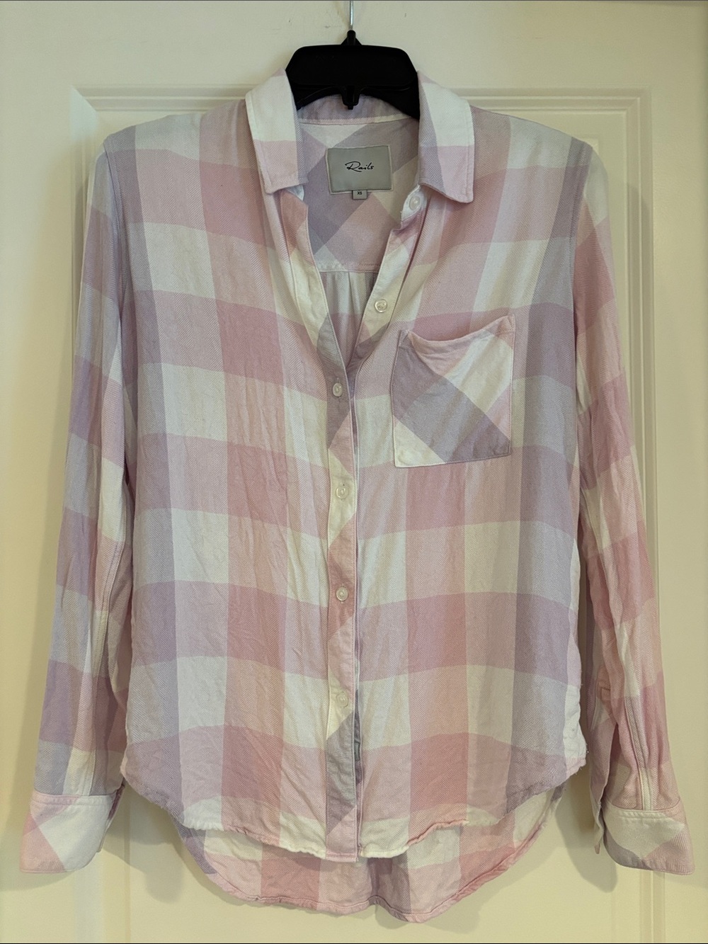 Rails Pink and White Plaid Button-Down Shirt